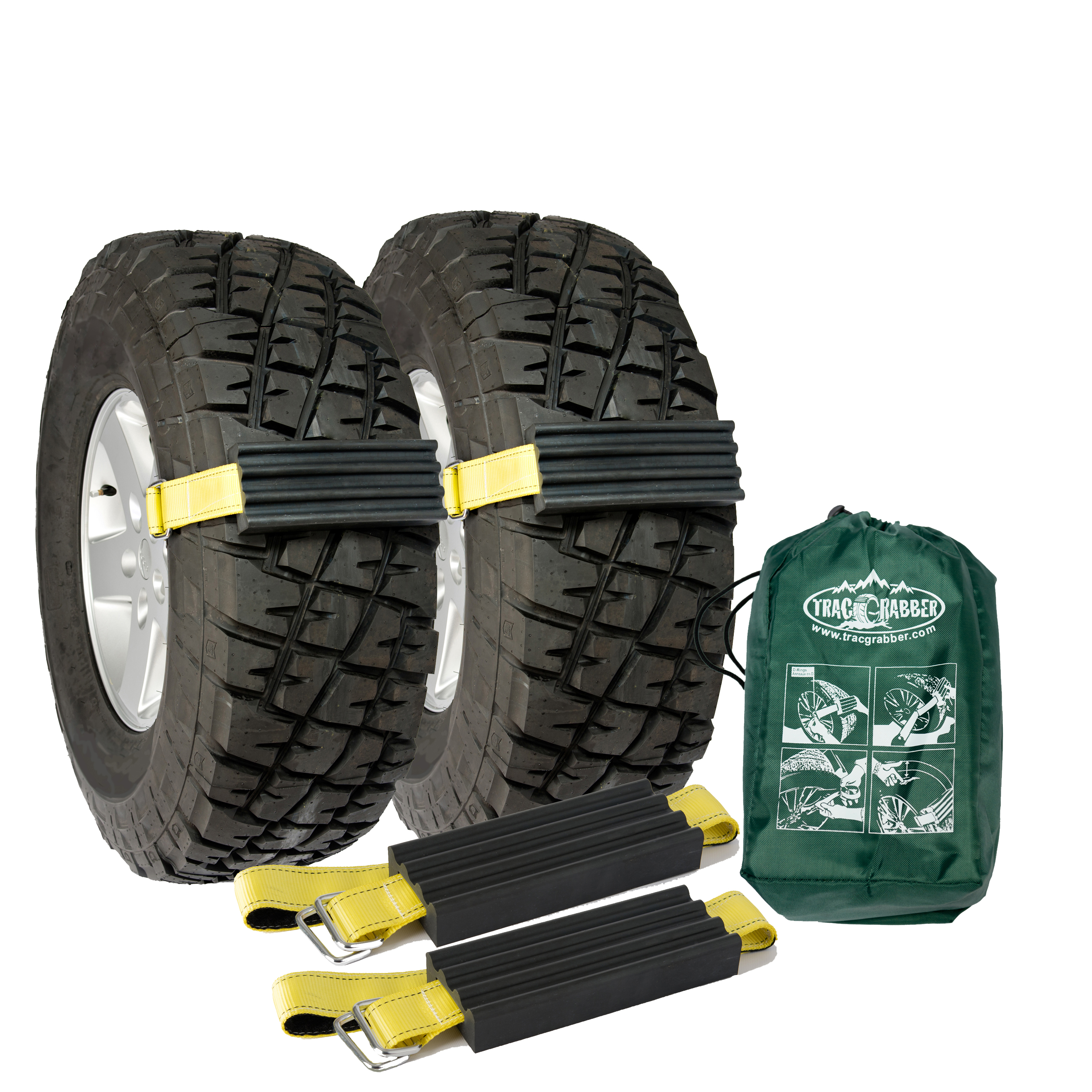 Trac-Grabber Easy Install Blocks Strap To Vehicle Tires A Chain / Snow Tire Alternative That Helps You Get Unstuck Mud and Sand Tire Traction Device for Oversize Trucks / SUVs Snow Set of 2 