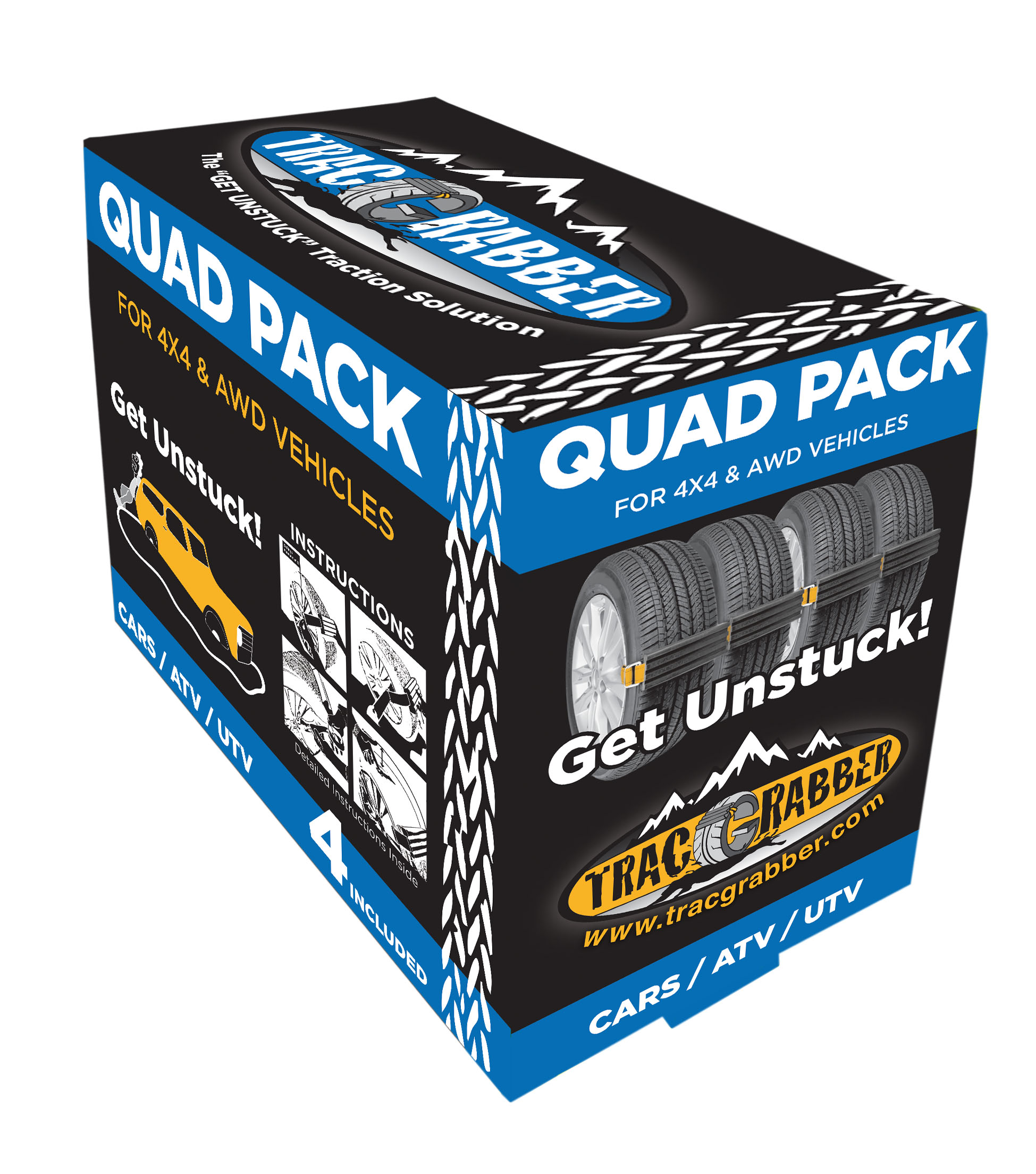 Quad Pack for AWD Cars, Small SUV's, and ATVS TracGrabber